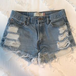 Levi’s high waisted ripped jean shorts